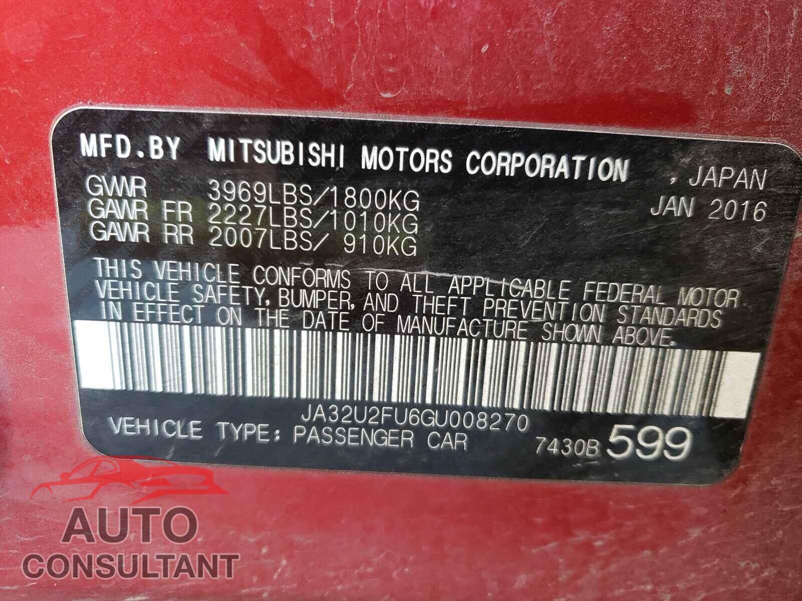 MITSUBISHI LANCER 2016 - JA32U2FU6GU008270