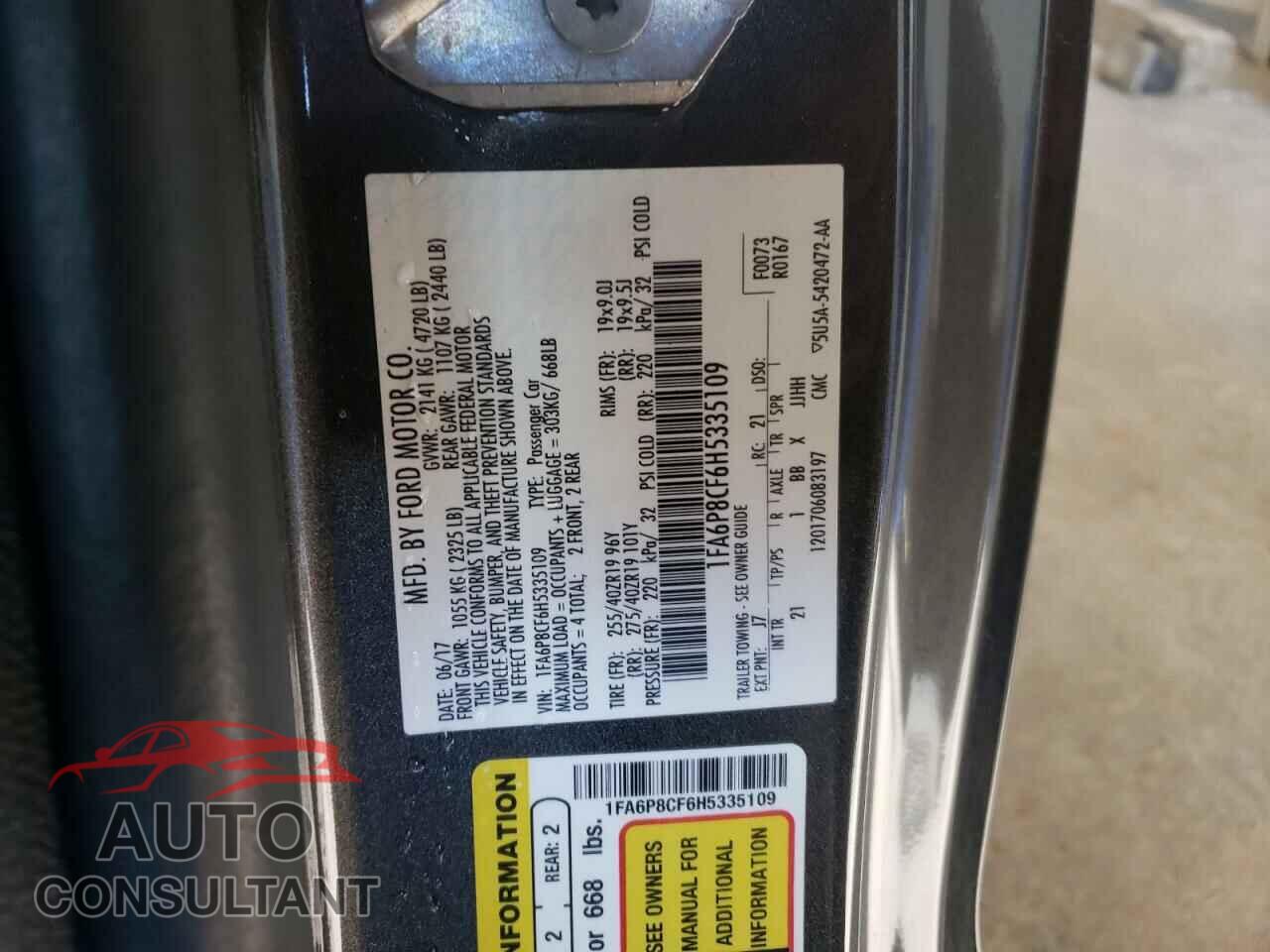 FORD MUSTANG 2017 - 1FA6P8CF6H5335109