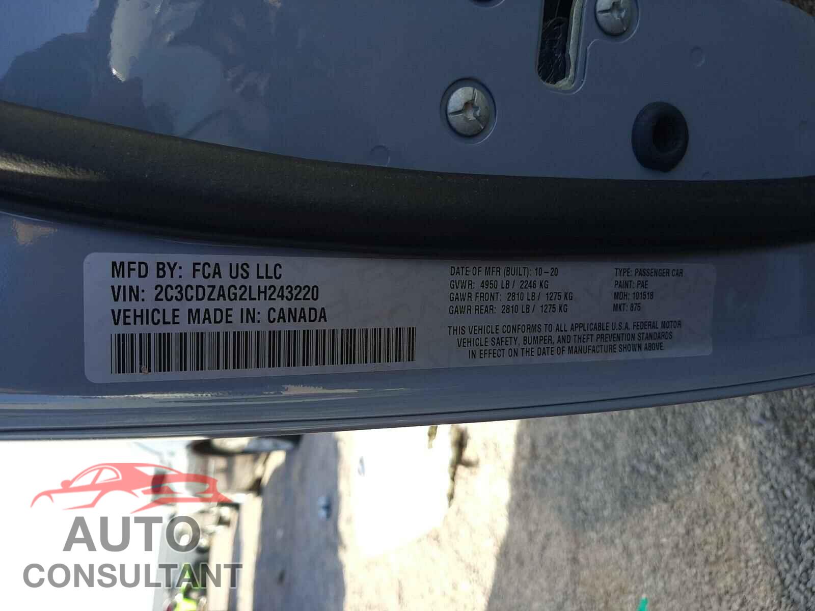 DODGE CHALLENGER 2020 - 2C3CDZAG2LH243220