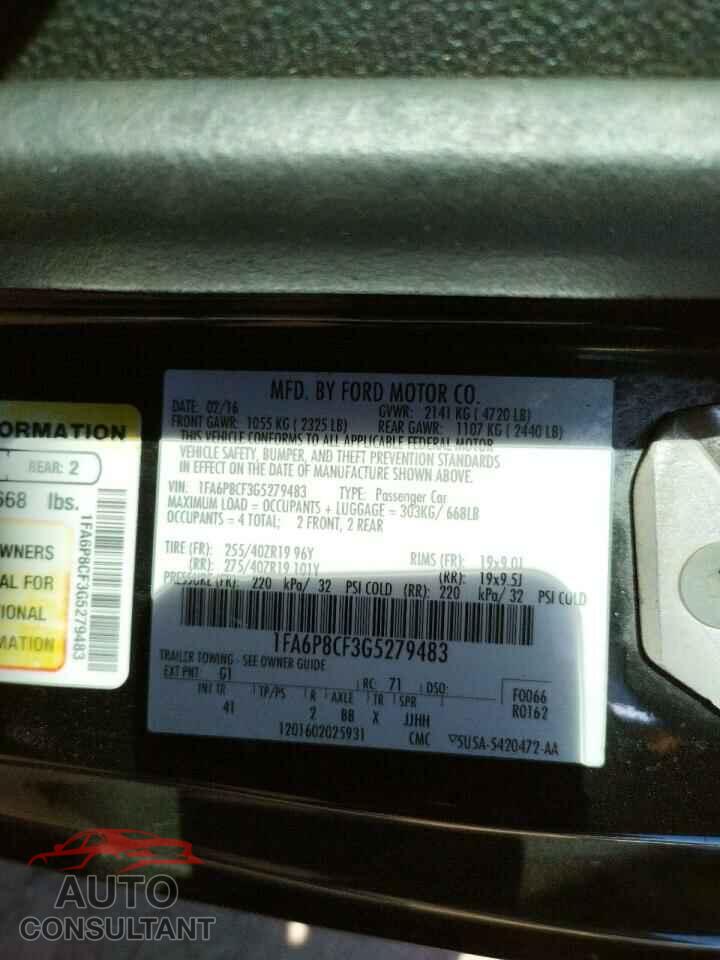 FORD MUSTANG 2016 - 1FA6P8CF3G5279483