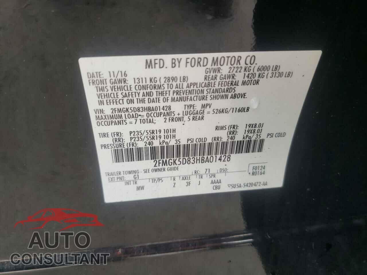 FORD FLEX 2017 - 2FMGK5D83HBA01428