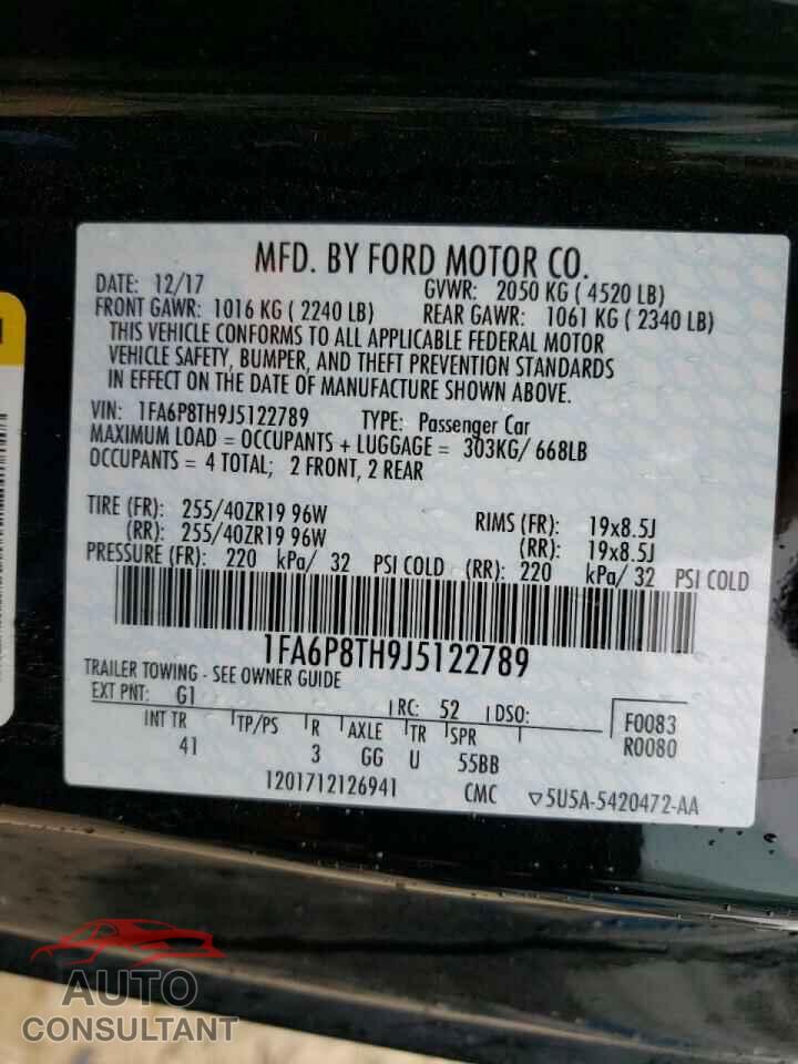 FORD MUSTANG 2018 - 1FA6P8TH9J5122789