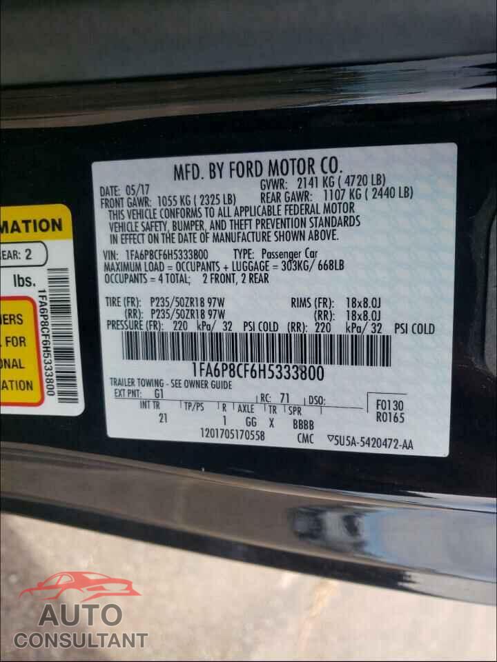 FORD MUSTANG 2017 - 1FA6P8CF6H5333800