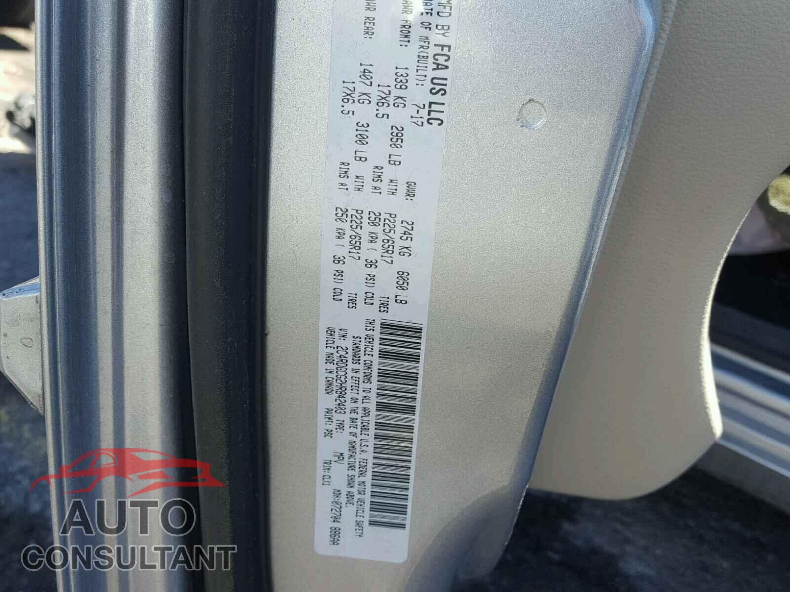 DODGE CARAVAN 2017 - 2C4RDGCG2HR842403