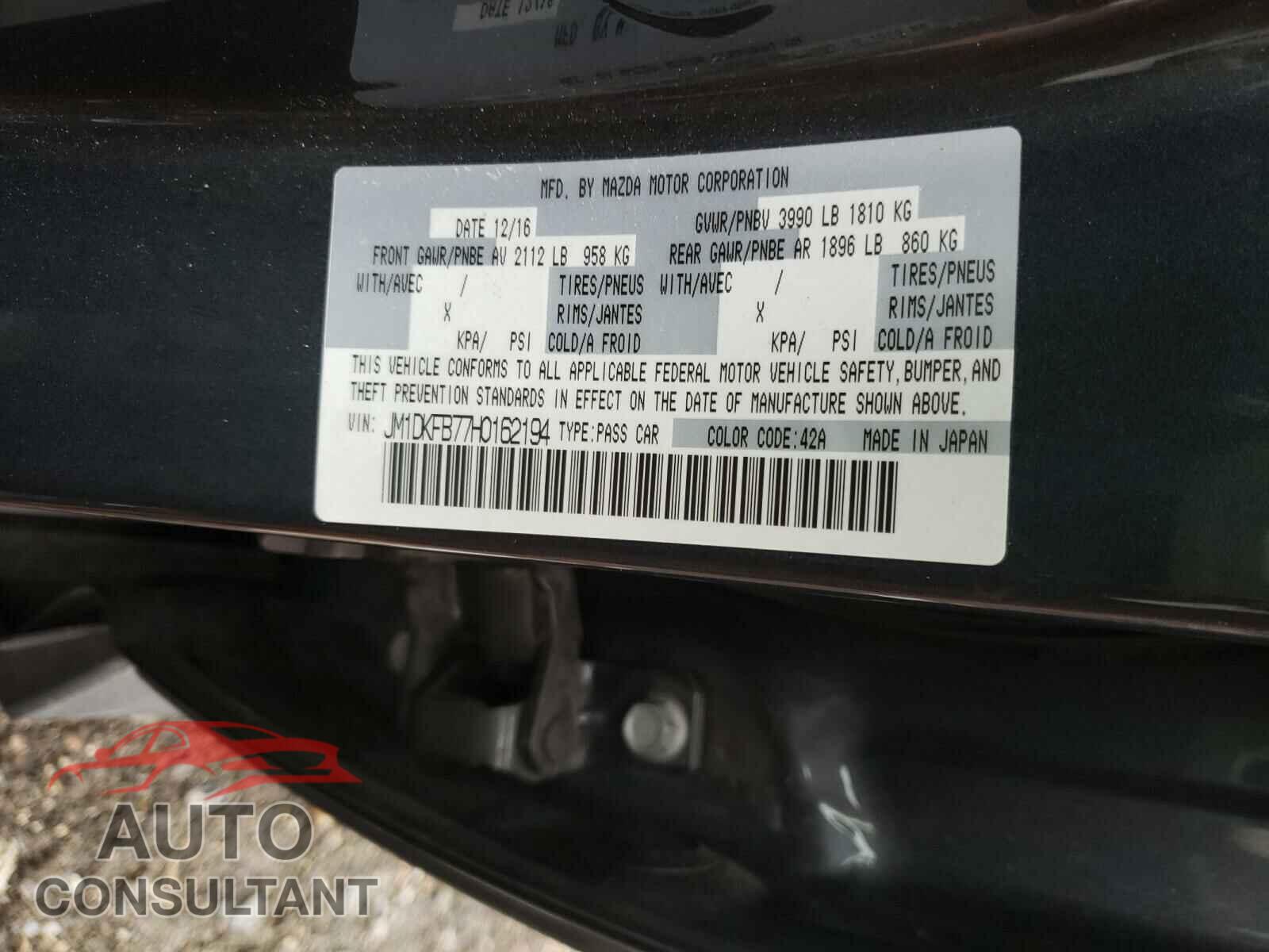 MAZDA CX-3 2017 - JM1DKFB77H0162194