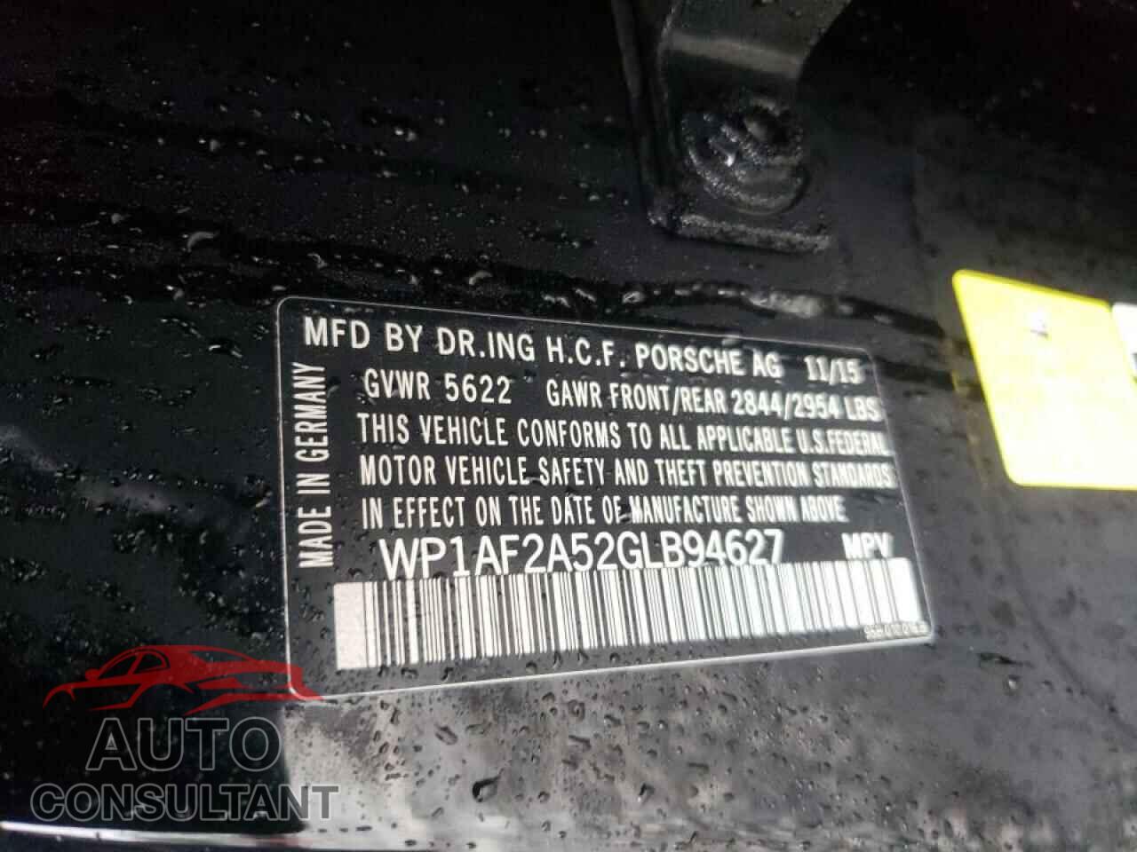 PORSCHE MACAN 2016 - WP1AF2A52GLB94627