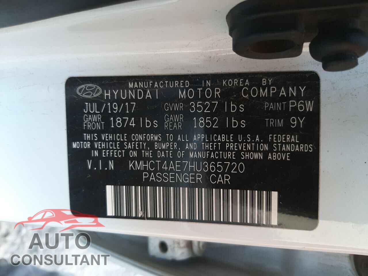 HYUNDAI ACCENT 2017 - KMHCT4AE7HU365720