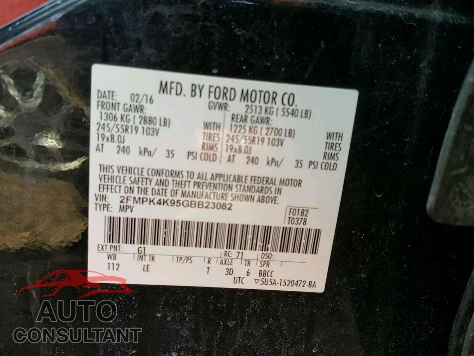 FORD EDGE 2016 - 2FMPK4K95GBB23082