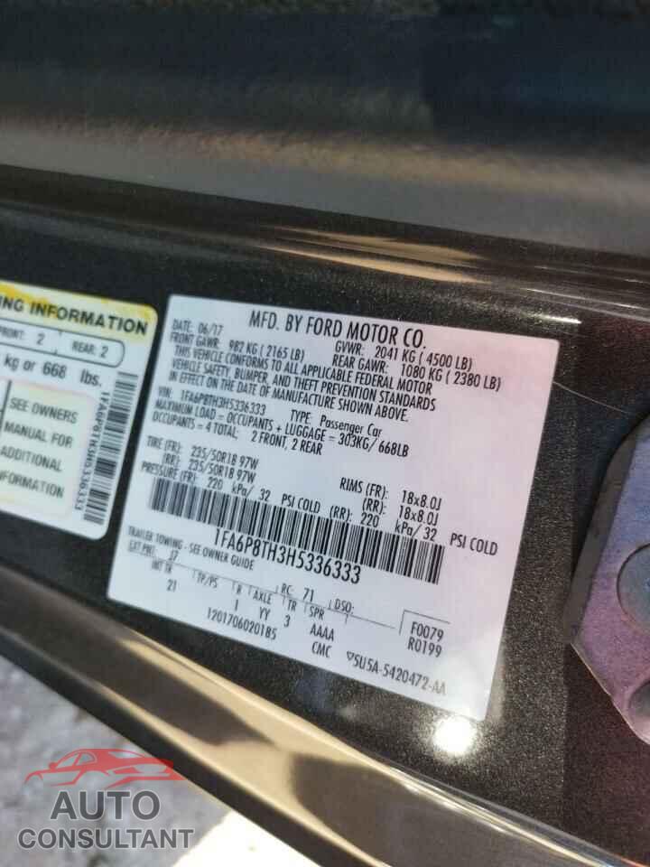 FORD MUSTANG 2017 - 1FA6P8TH3H5336333