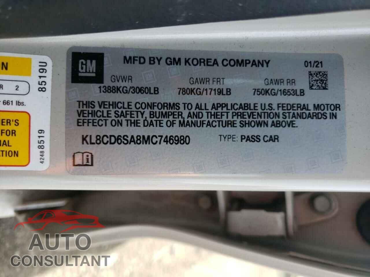 CHEVROLET SPARK 2021 - KL8CD6SA8MC746980