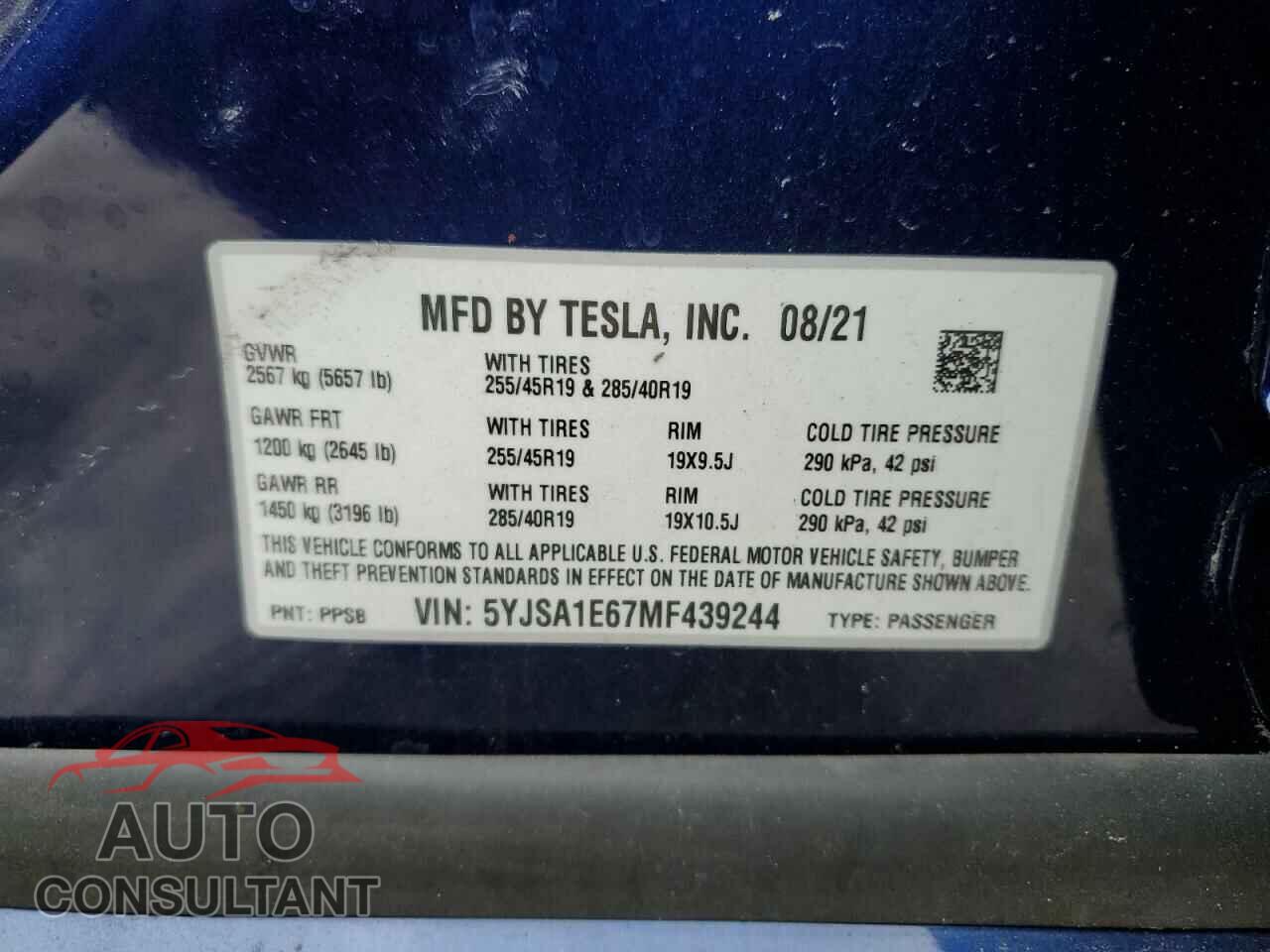 TESLA MODEL S 2021 - 5YJSA1E67MF439244