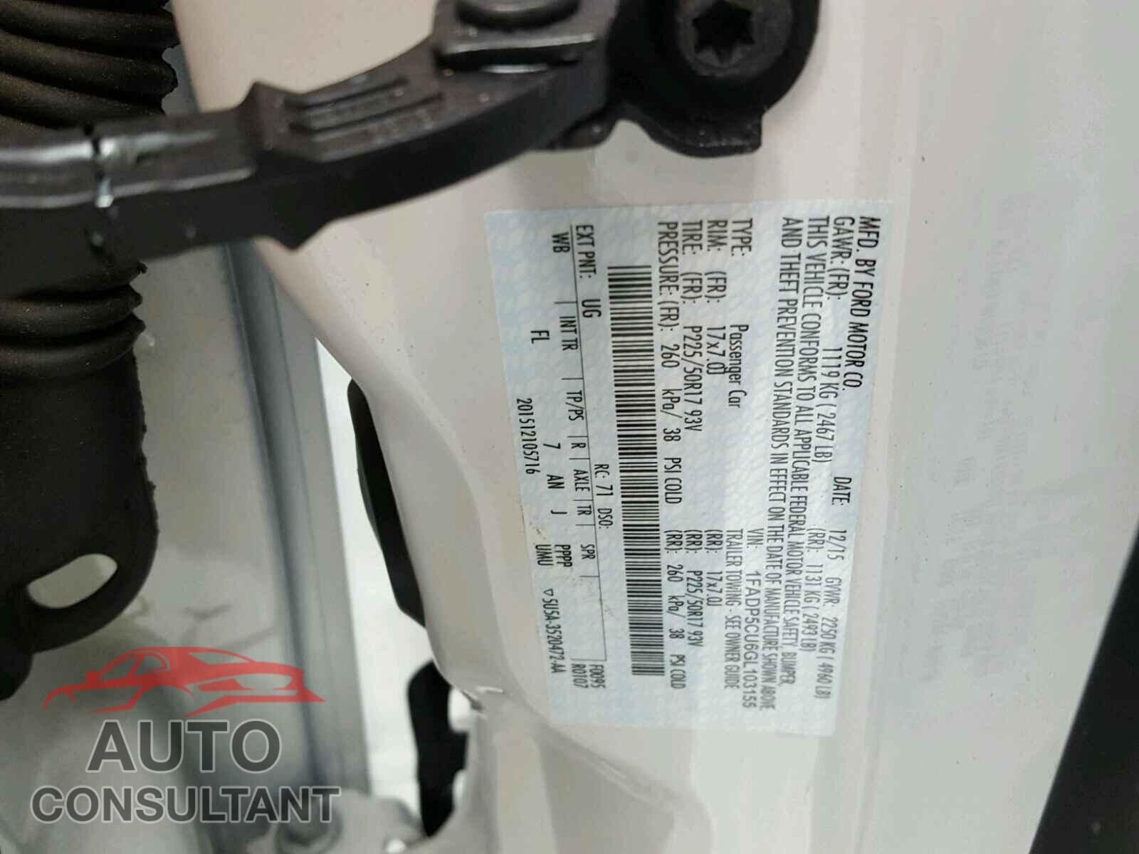 FORD CMAX 2016 - 1FADP5CU6GL103155