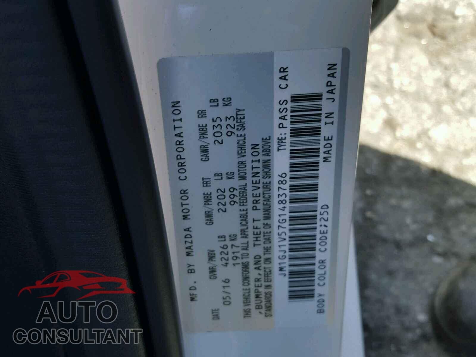 MAZDA 6 2016 - 4V5K99EH3JN890287