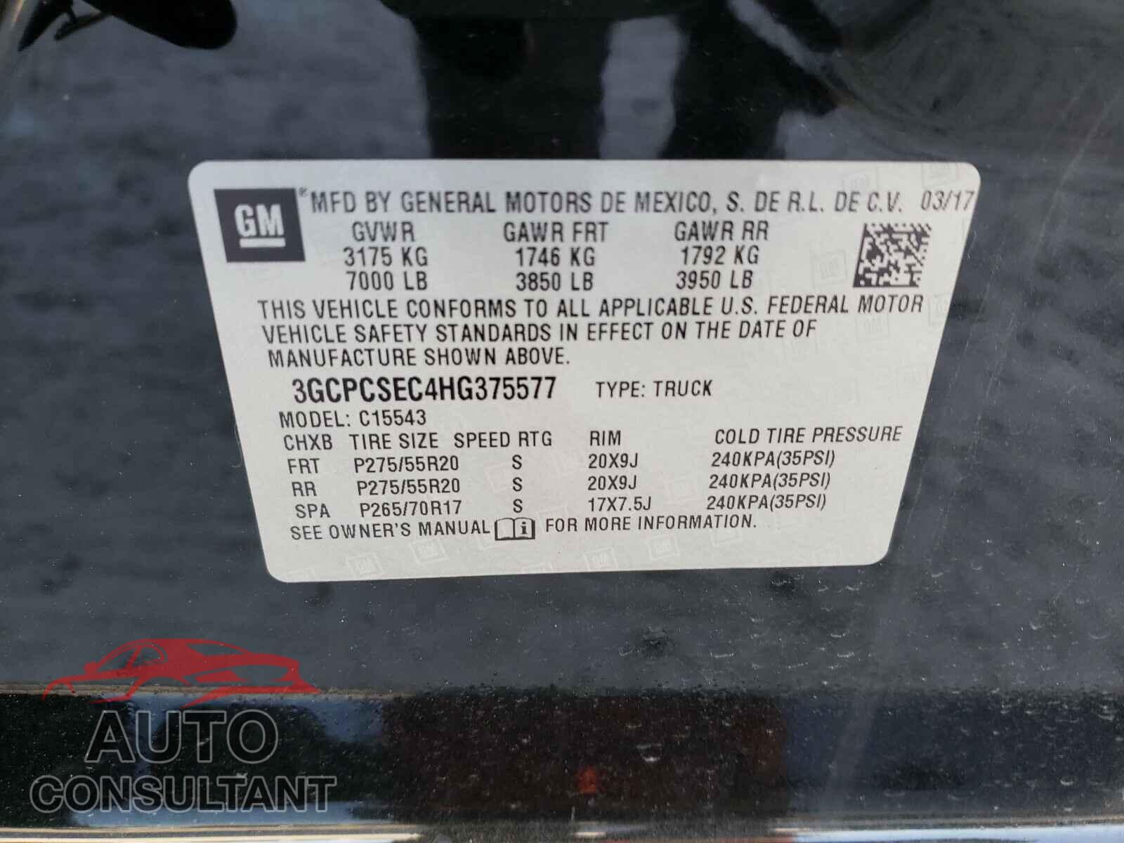 CHEVROLET SILVERADO 2017 - 3GCPCSEC4HG375577