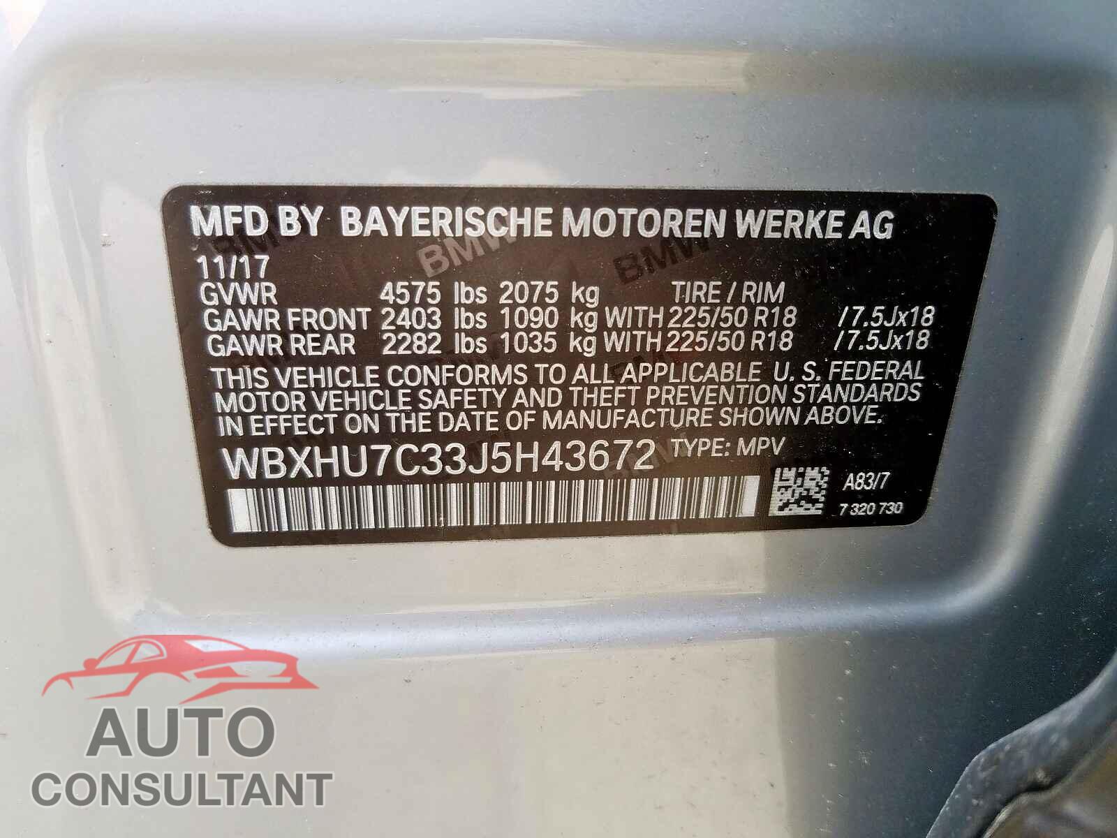 BMW X1 2018 - 3CZRU6H57HM700423