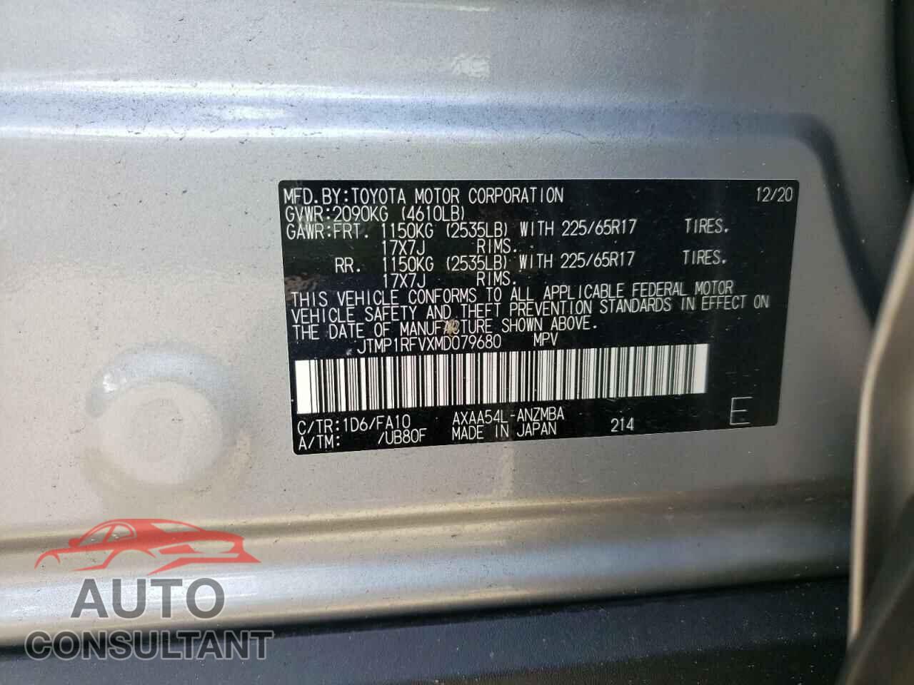 TOYOTA RAV4 2021 - JTMP1RFVXMD079680
