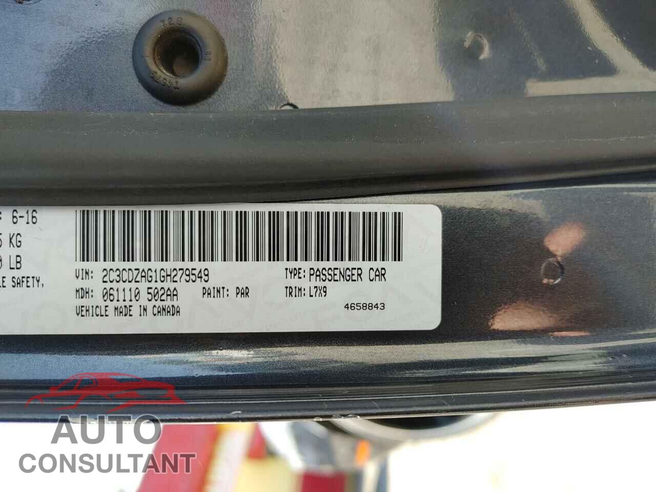 DODGE CHALLENGER 2016 - 2C3CDZAG1GH279549