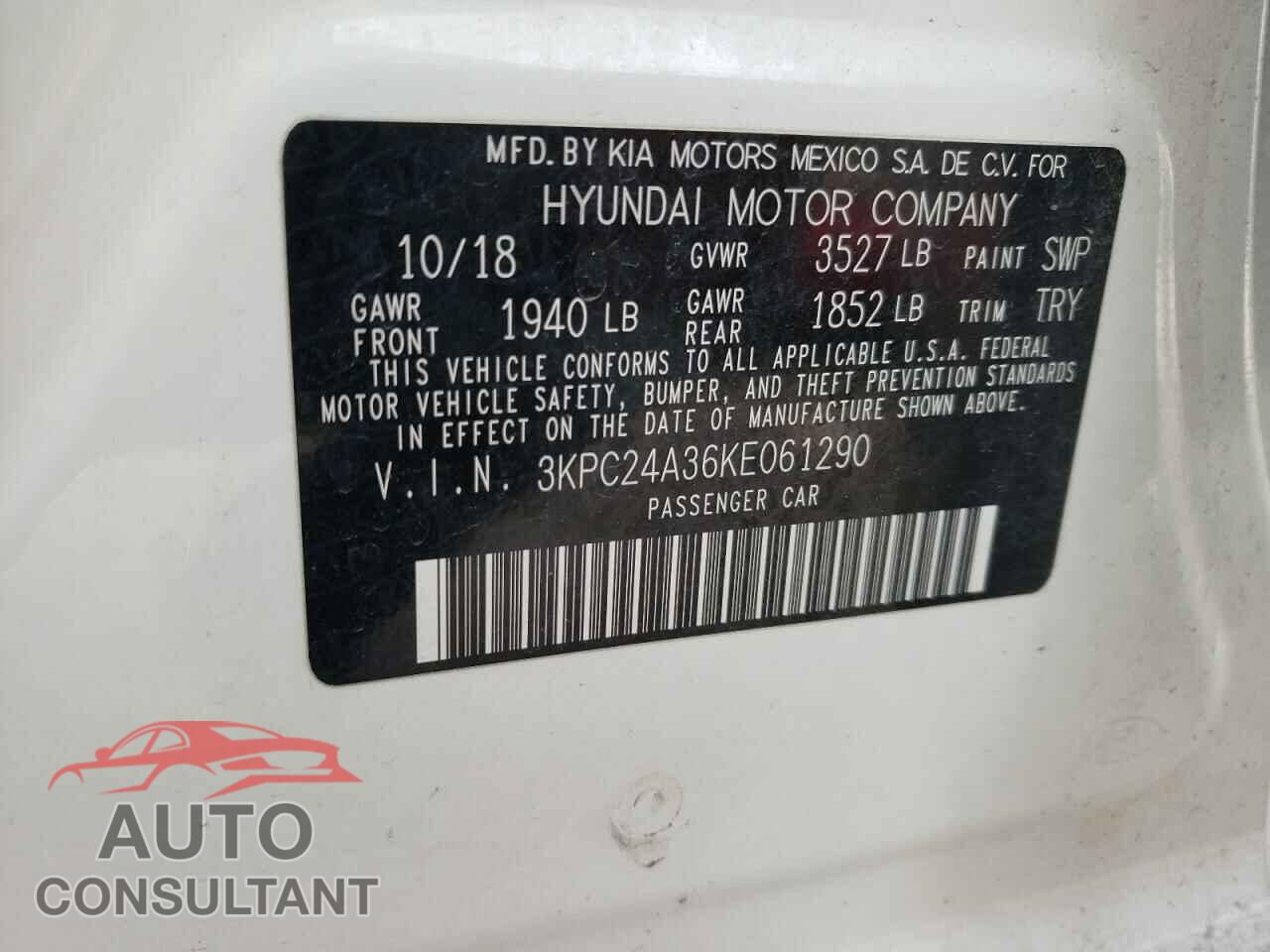 HYUNDAI ACCENT 2019 - 3KPC24A36KE061290