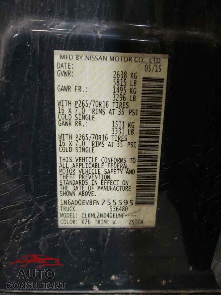 NISSAN FRONTIER 2015 - 1N6AD0EV8FN755595