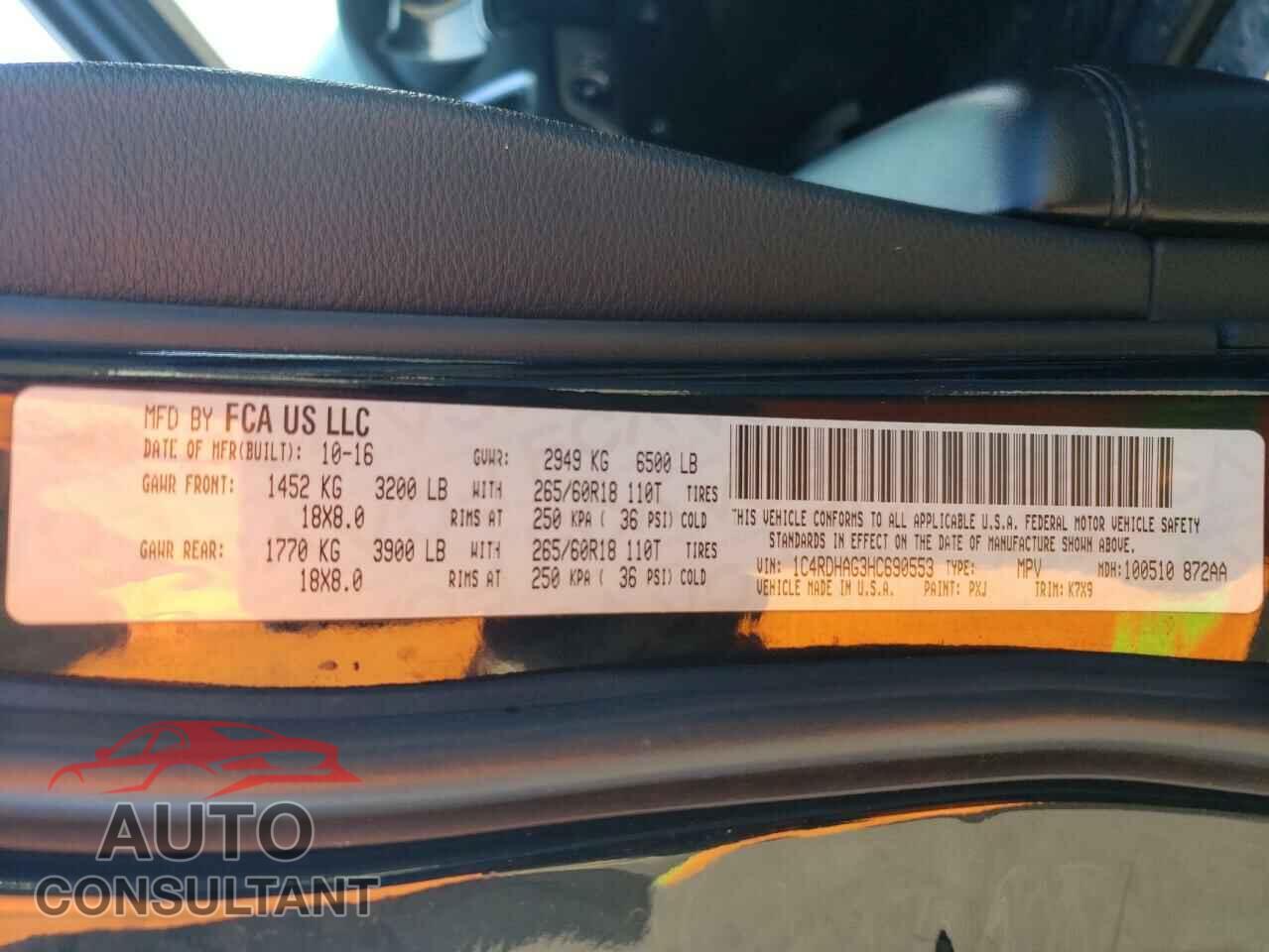 DODGE DURANGO 2017 - 1C4RDHAG3HC690553