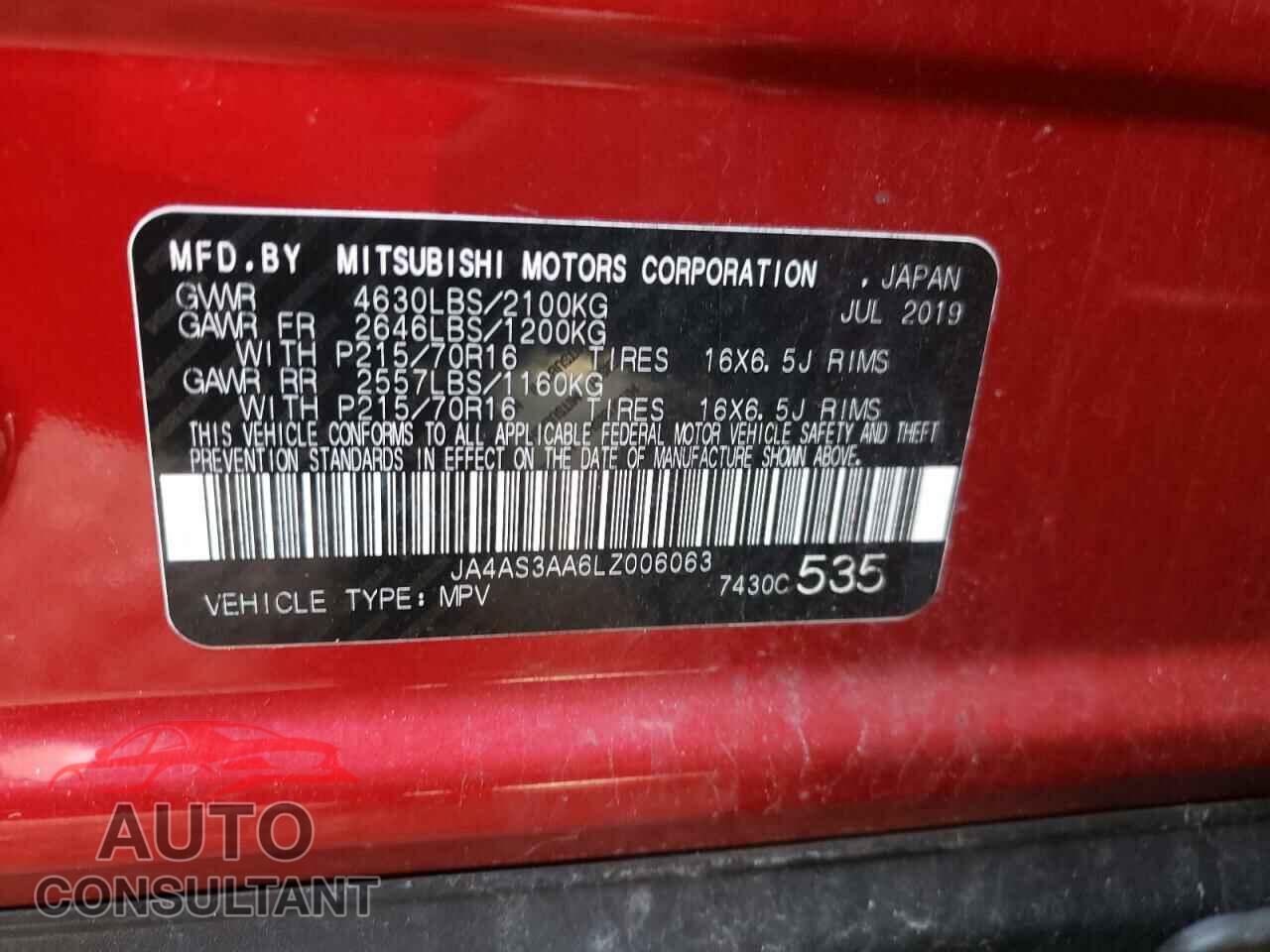 MITSUBISHI ECLIPSE 2020 - JA4AS3AA6LZ006063