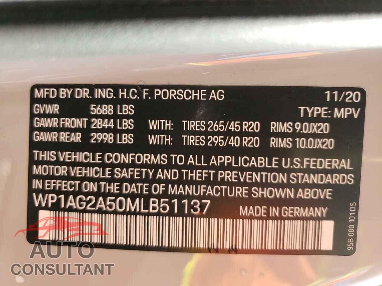 PORSCHE MACAN 2021 - WP1AG2A50MLB51137