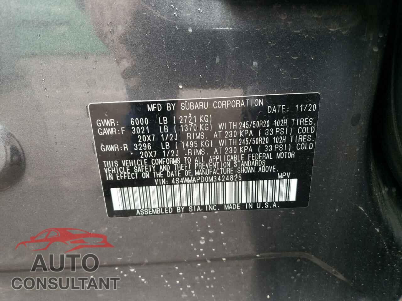 SUBARU ASCENT 2021 - 4S4WMAPD0M3424825