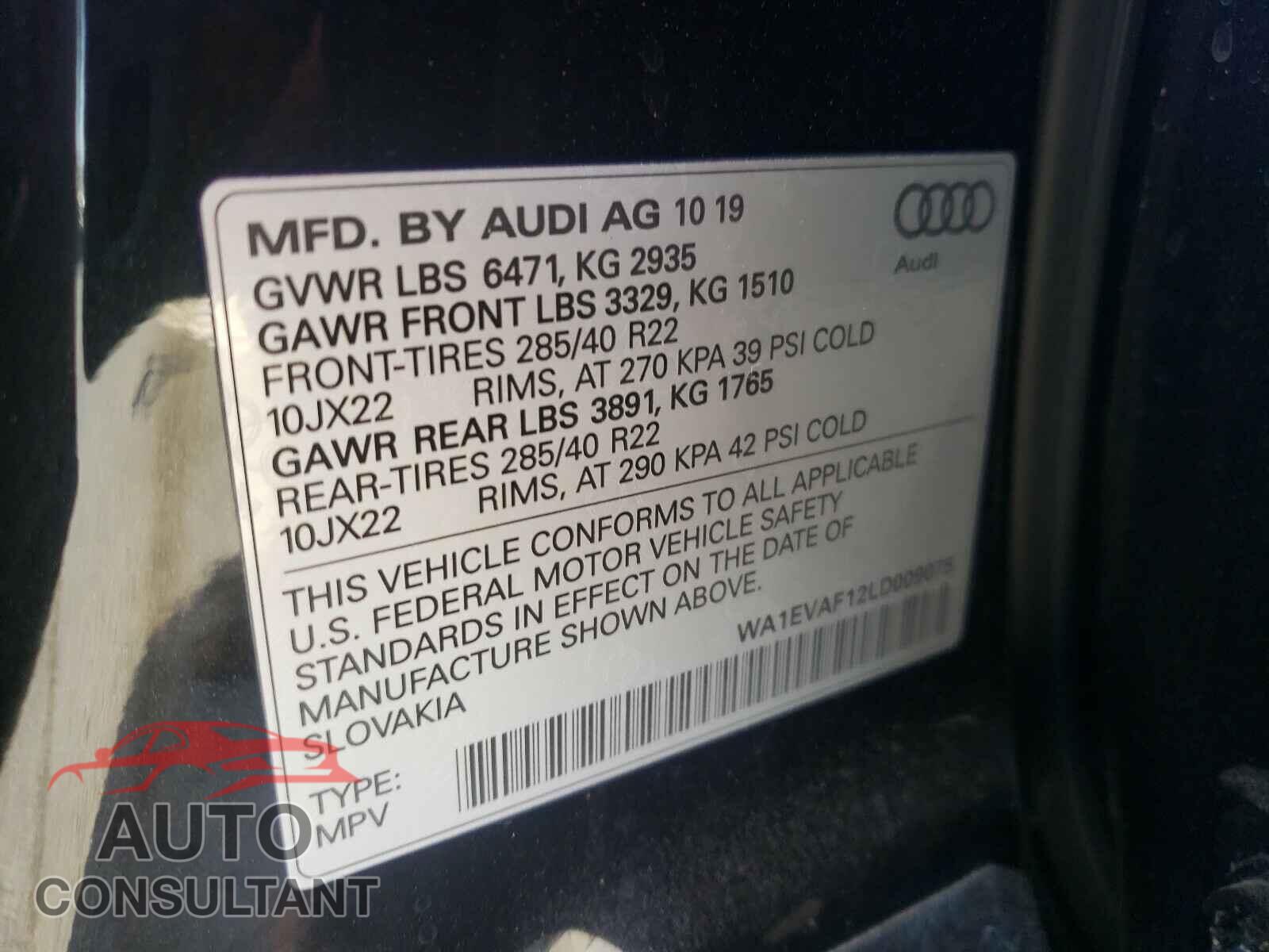 AUDI Q8 2020 - WA1EVAF12LD009075