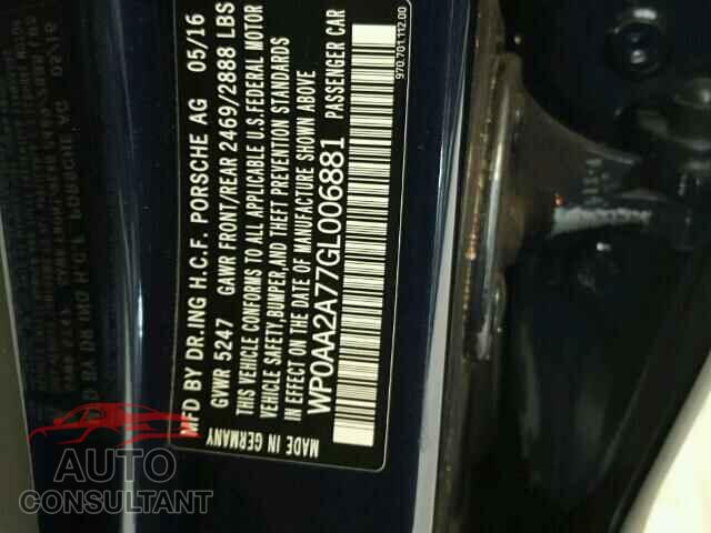 PORSCHE PANAMERA 2016 - WP0AA2A77GL006881
