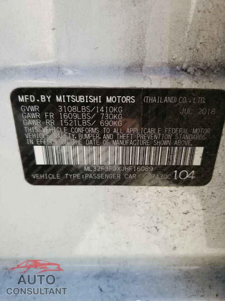 MITSUBISHI MIRAGE 2018 - ML32F3FJXJHF16089