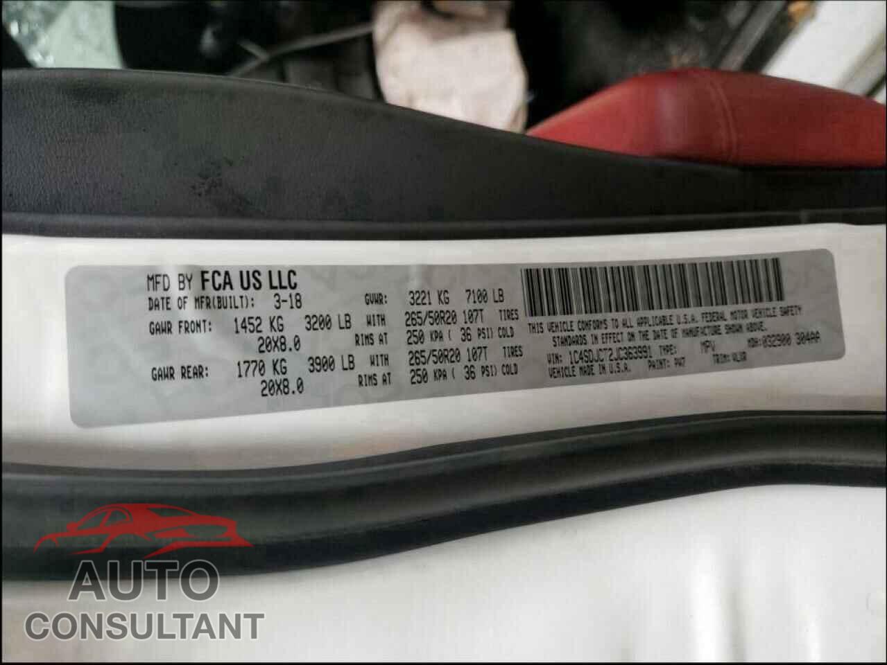 DODGE DURANGO 2018 - 1C4SDJCT2JC363991
