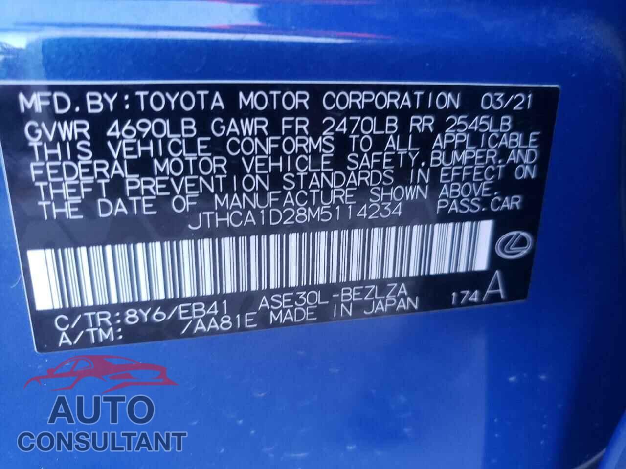 LEXUS IS 2021 - JTHCA1D28M5114234
