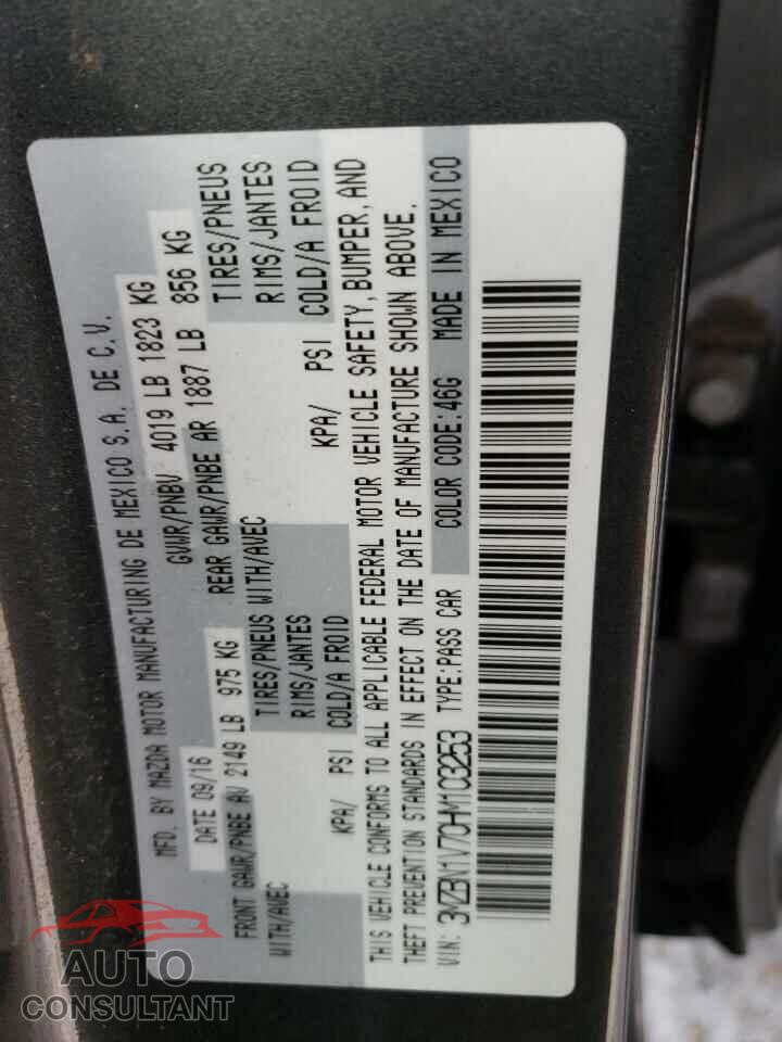 MAZDA 3 2017 - 3MZBN1V70HM103253
