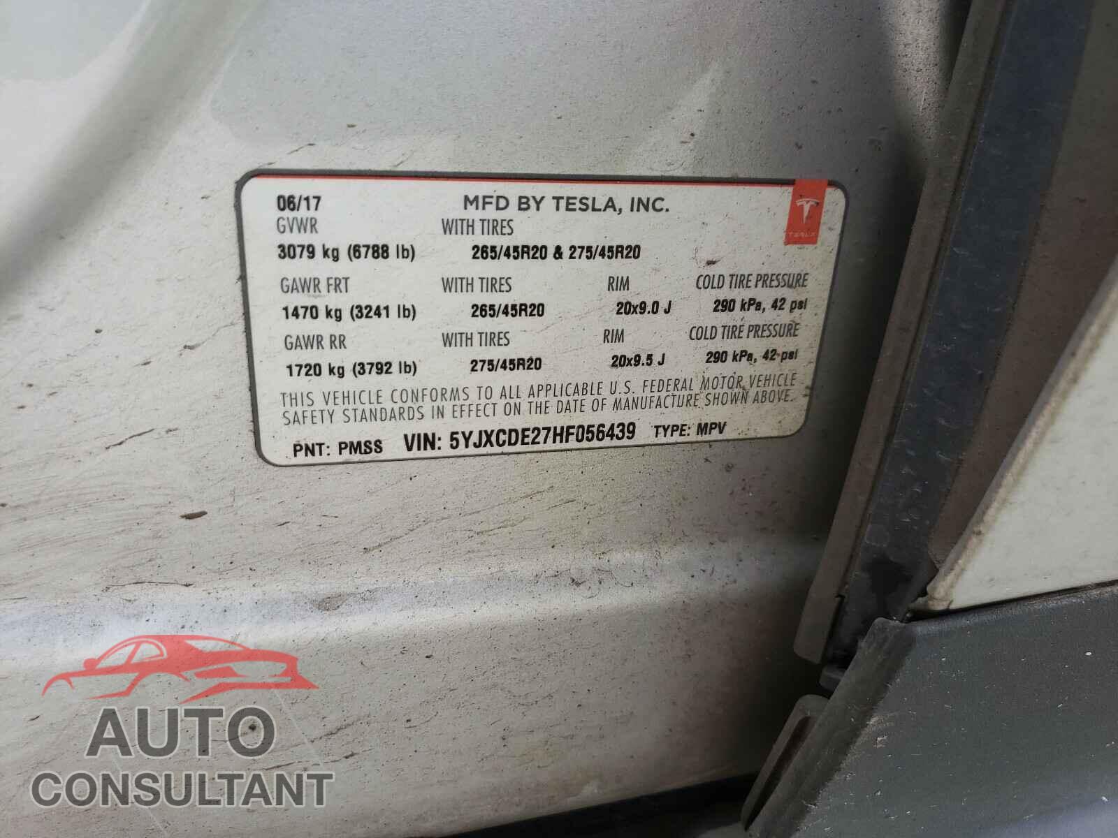 TESLA MODEL X 2017 - 5YJXCDE27HF056439