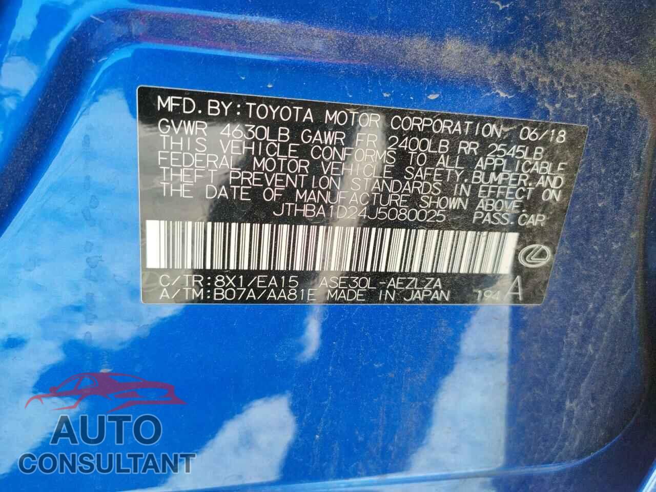 LEXUS IS 2018 - JTHBA1D24J5080025