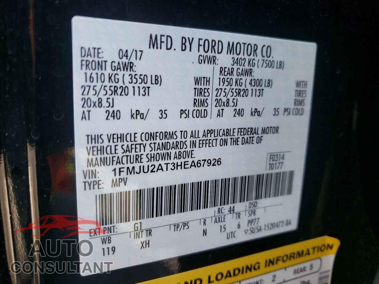 FORD EXPEDITION 2017 - 1FMJU2AT3HEA67926