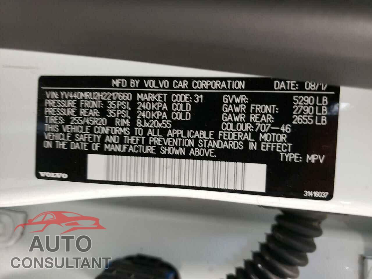 VOLVO XC60 2017 - YV440MRU2H2217660
