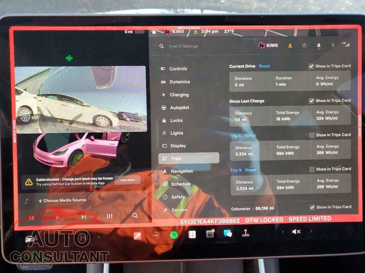 TESLA MODEL 3 2019 - 5YJ3E1EA4KF399862