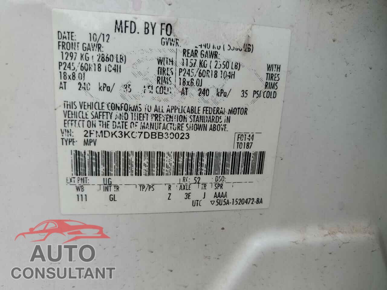 FORD EDGE 2013 - 2FMDK3KC7DBB30023