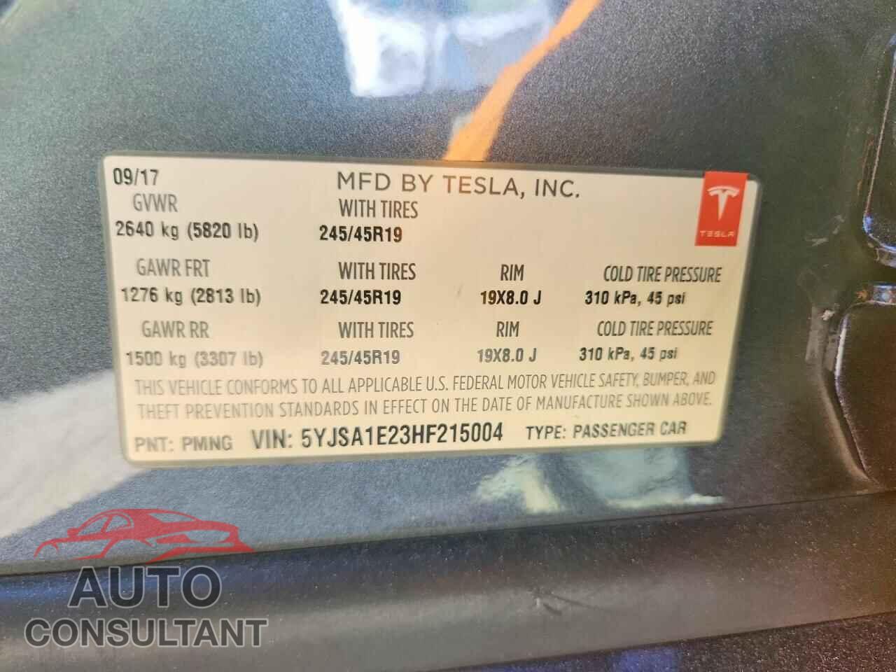 TESLA MODEL S 2017 - 5YJSA1E23HF215004