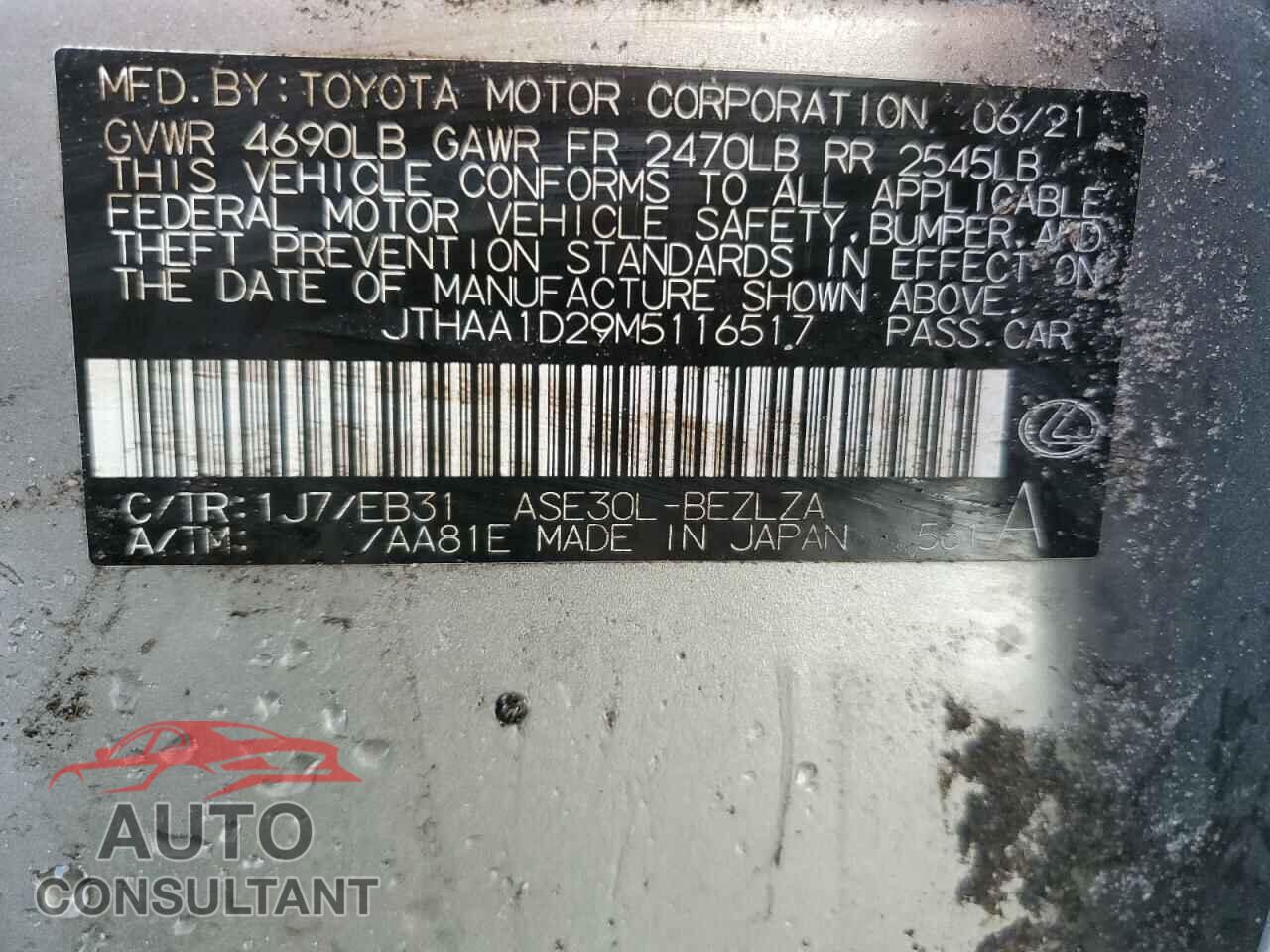 LEXUS IS 2021 - JTHAA1D29M5116517