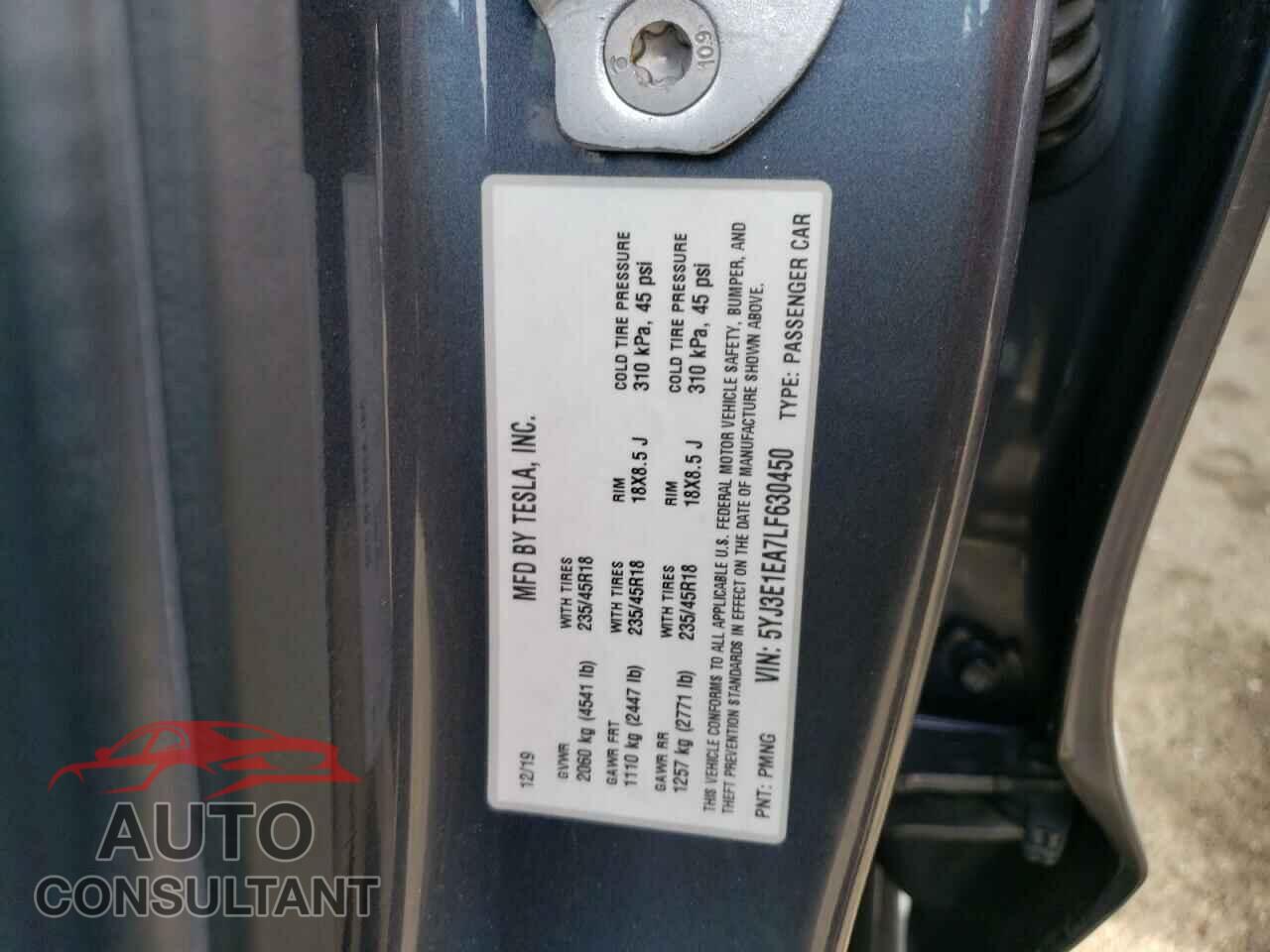 TESLA MODEL 3 2020 - 5YJ3E1EA7LF630450