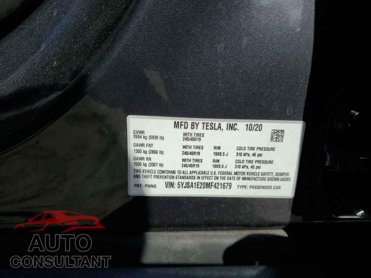 TESLA MODEL S 2021 - 5YJSA1E20MF421679