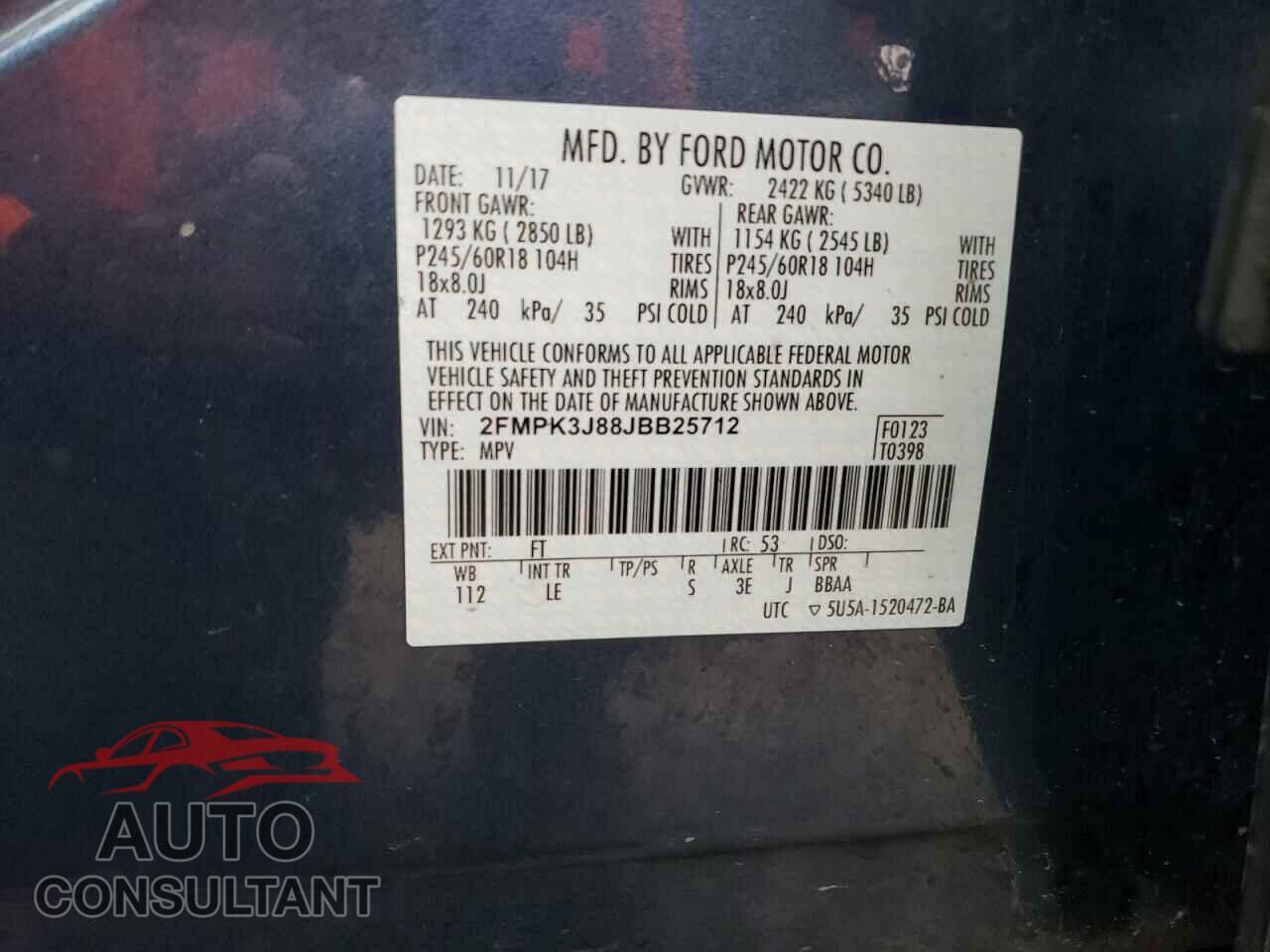 FORD EDGE 2018 - 2FMPK3J88JBB25712