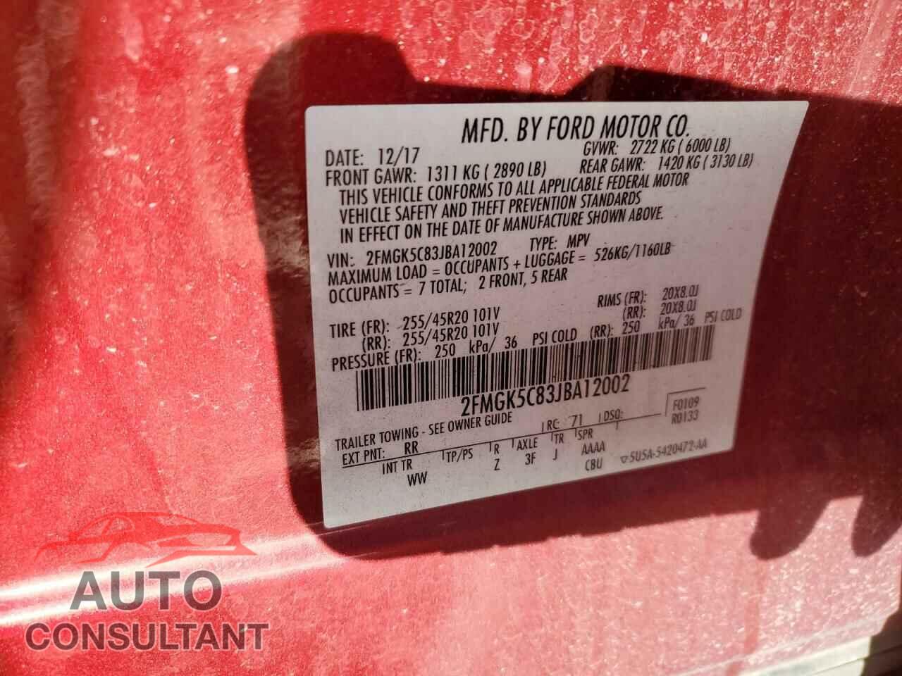 FORD FLEX 2018 - 2FMGK5C83JBA12002