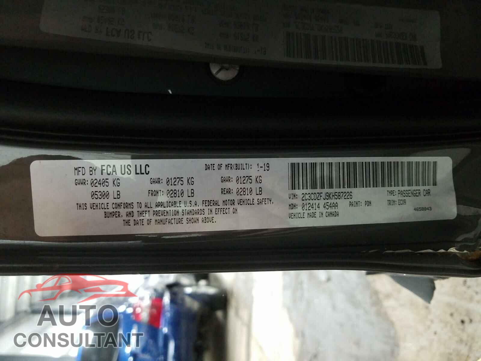 DODGE CHALLENGER 2019 - 2C3CDZFJ9KH587226