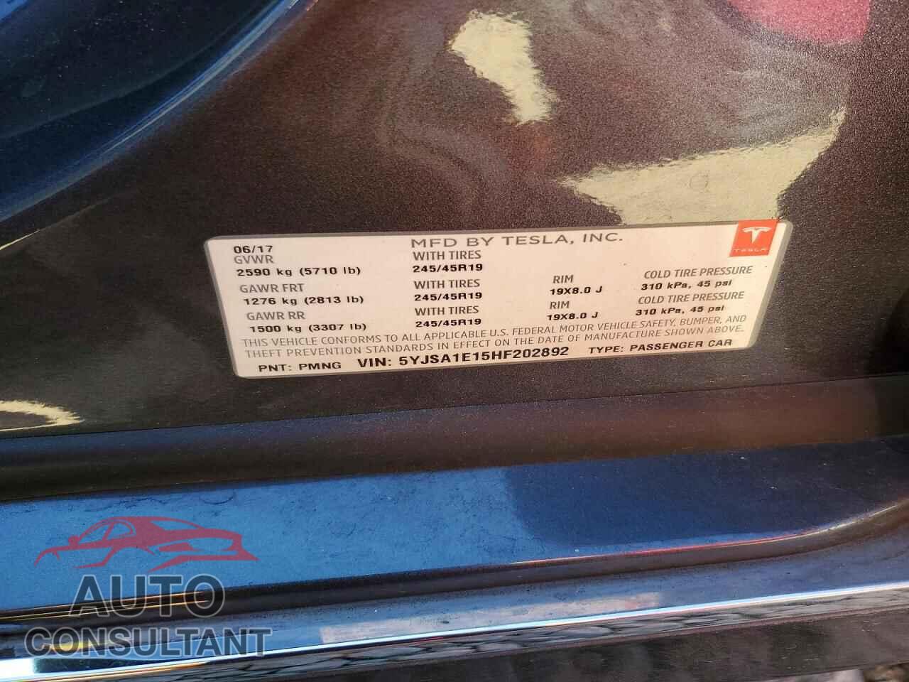 TESLA MODEL S 2017 - 5YJSA1E15HF202892