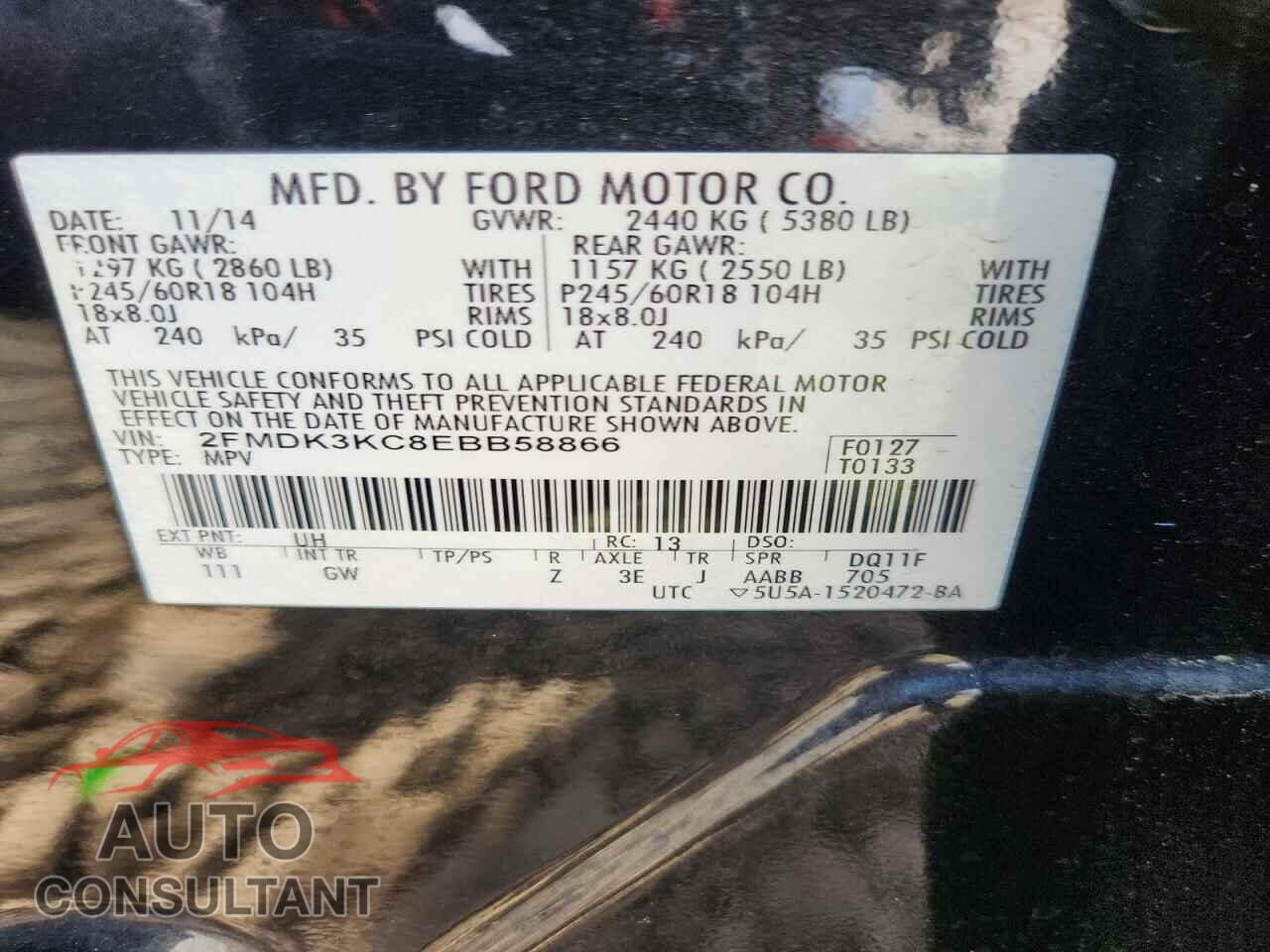FORD EDGE 2014 - 2FMDK3KC8EBB58866