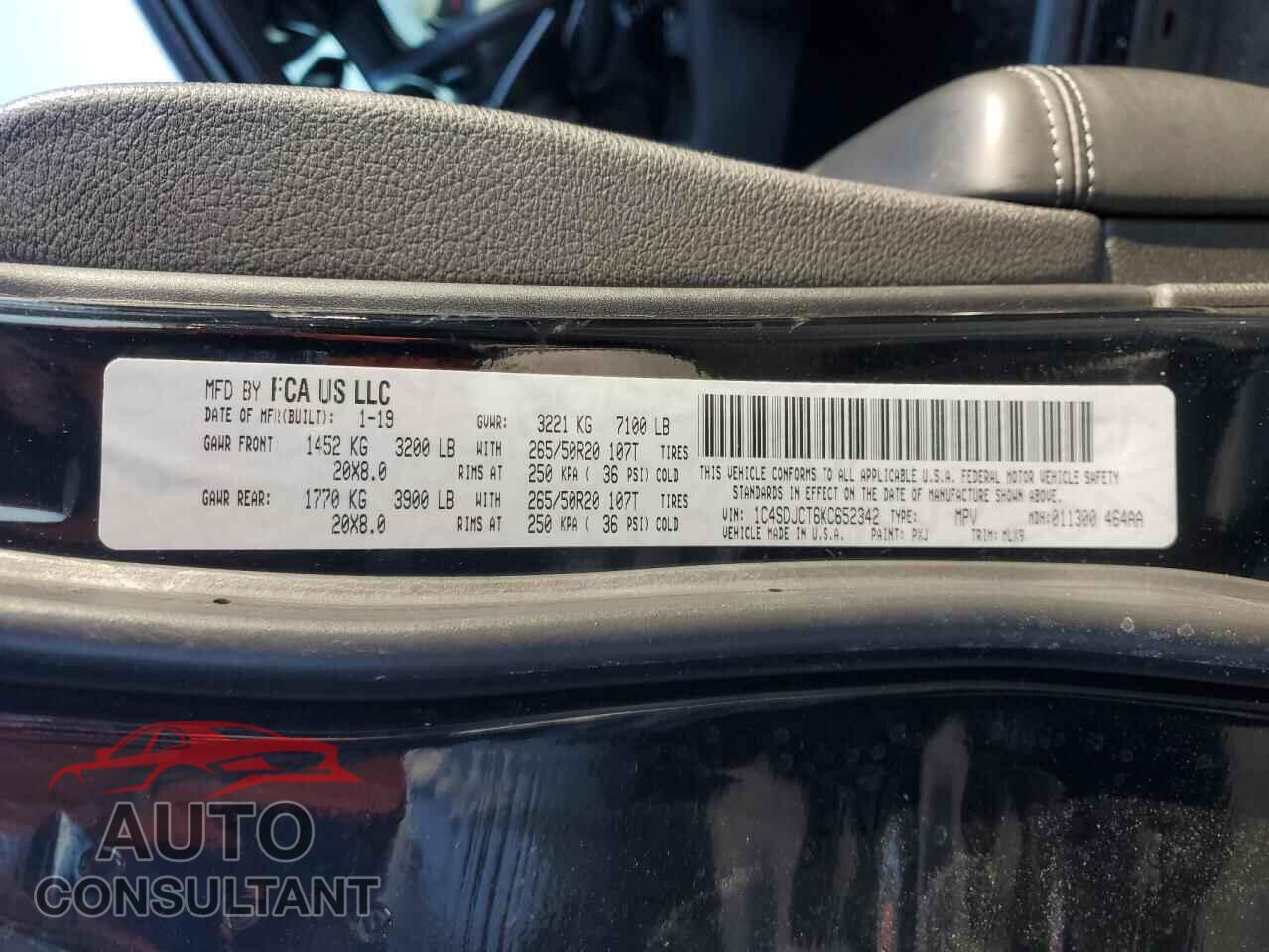 DODGE DURANGO 2019 - 1C4SDJCT6KC652342