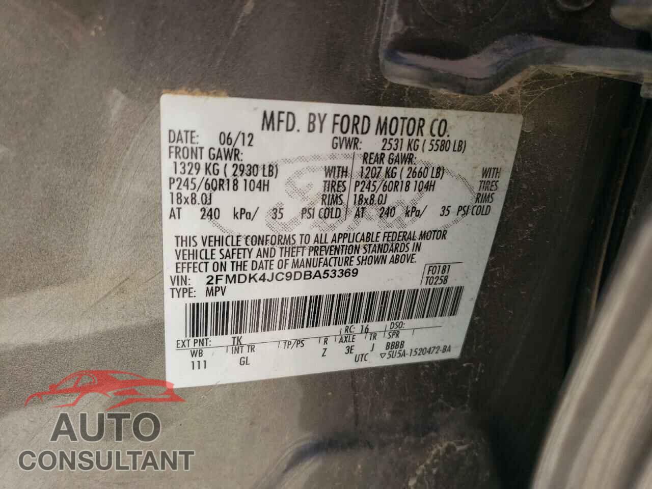 FORD EDGE 2013 - 2FMDK4JC9DBA53369
